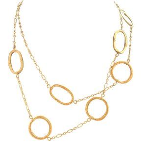 Vintage Banana Republic Asymmetric Station Necklace Matte Gold Tone Circles